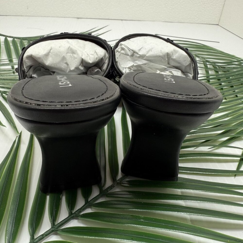 Lisa Vicky Sequin Slide Mule Heels 8.5 Black Silver Party Dressy Shoes NWT Shiny - Picture 8 of 11